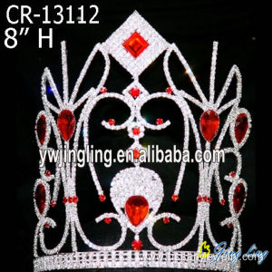 8" Big red rhinestone custom pageant crowns